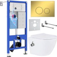 Roxen Antares bidet в комплекте с инсталляцией StounFix Dual Fresh 6 в 1 968097 (кнопка: золото глян