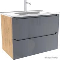 ЗОВ Тумба с умывальником Дион 60 D60LHO0M7015GKV5-OL60 (графит глянец/дуб)