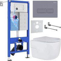Roxen Porto в комплекте с инсталляцией StounFix Dual Fresh 6 в 1 966779 (кнопка: серый гранит)