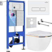 Roxen Antares Gold в комплекте с инсталляцией StounFix Dual Fresh 6 в 1 850609 (кнопка: белый глянец