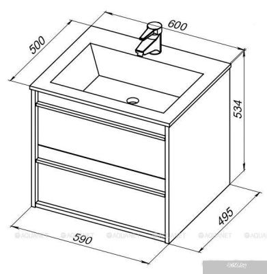 Aquanet Тумба с умывальником Lino 60 271943