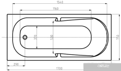 Ванна Aquatek Лея 170x75 без гидромассажа (слив слева)