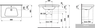 Умывальник Laufen Moderna Plus 813542 80x48.5