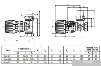 Danfoss RA-G Термостатический клапан угловой Ду 15