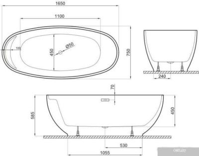 Polimat Kivi 165x75 (отдельностощая, белый)