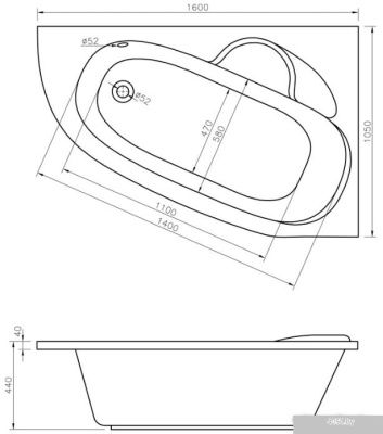 Ванна Lavinia Boho Bell Pro 160x105 370216PR