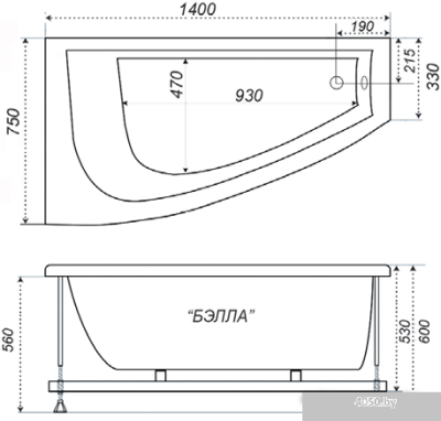 Ванна Triton Бэлла 140x76 (правая)