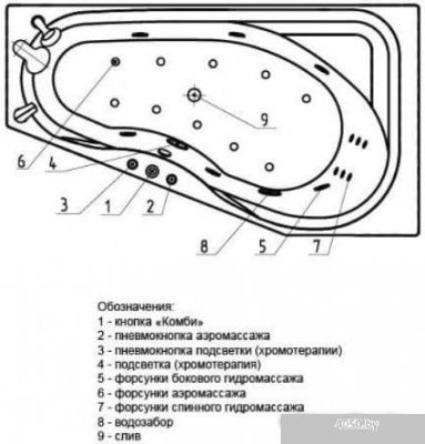 Ванна Aquatek Медея 170x95 (с экраном и каркасом, слив слева)