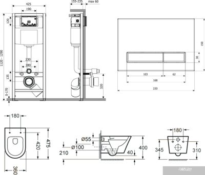 Унитаз Lavinia Boho Biore Compacto Rimless 7 в 1 87040088 (черный пластик)