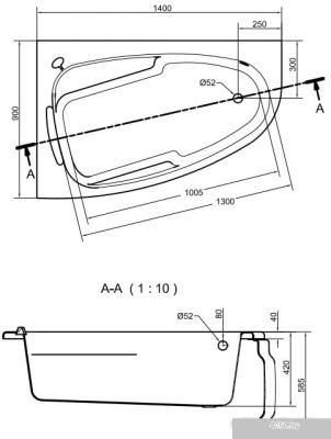Ванна Cersanit Joanna 140x90 L (с каркасом и экраном)