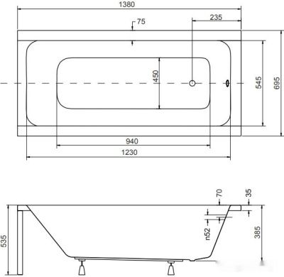 Ванна Besco Modern 140x70