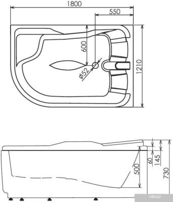 Ванна Gemy G9083 K R 180x121