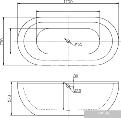 Ванна BelBagno BB13 170x79