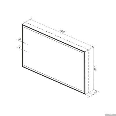 Wellsee Зеркало с фронтальной LED-подсветкой 7 Rays' Spectrum 172201370, 120 х 70 см (с сенсором и р