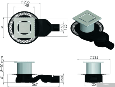 Berges Wasserhaus Platz Norma 150x150 090159 (матовый хром)
