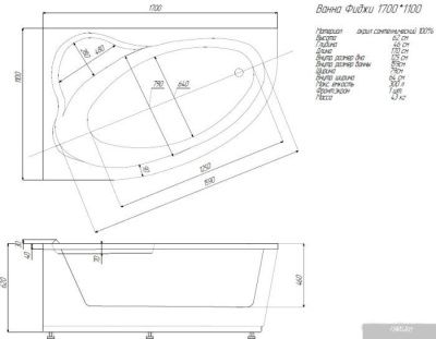 Ванна Aquatek Фиджи 170x110L FID170-0000001