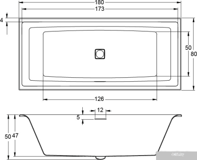Ванна Riho Still Square 180x80 BR01005 (без ножек)