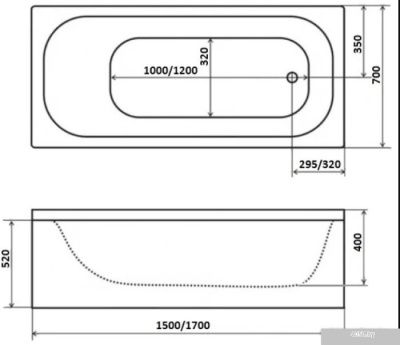 Triton Ультра 170x70 (с облегченными ножками)