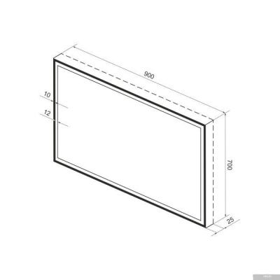 Wellsee Зеркало с фронтальной LED-подсветкой 7 Rays' Spectrum 172201330, 90 х 70 см (с сенсором и ре