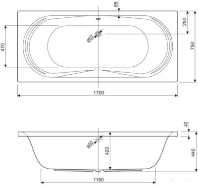 Ванна Cezares Amalfi 170x75