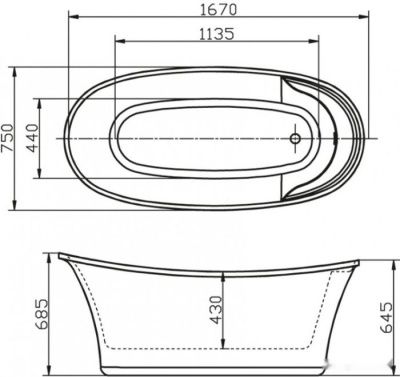 Ванна BelBagno BB302 167x75