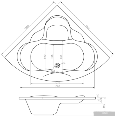 Ванна Lavinia Boho Elegant 150х150 37050150