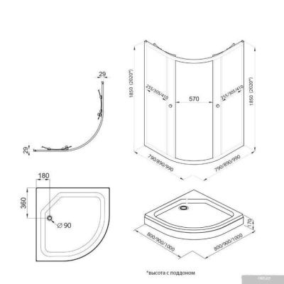 Triton Альфа Хром А1 80х80 без поддона (прозрачное стекло)