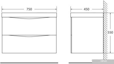 BelBagno Тумба под умывальник Marino-750-2C-SO-BO-P (bianco opaco)