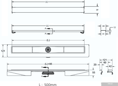 Трап/канал Berges Wasserhaus С1 Norma 500 (матовый хром)