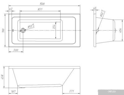 Ванна Ventospa Novaro 150x70 (с ножками)