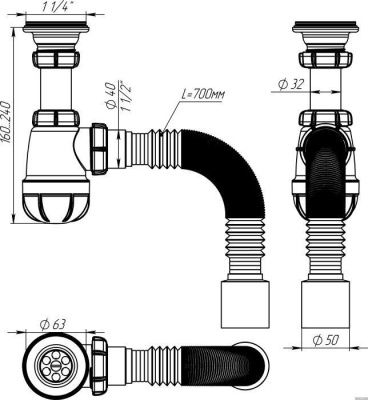Сифон Aquant S1010-35-MR