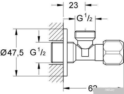 Grohe Вентиль горизонтальный для смесителя 1/2x1/2 2201600M