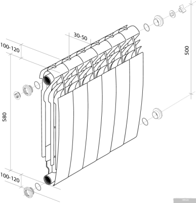 Royal Thermo Biliner Alum 500 Silver Satin (10 секций)