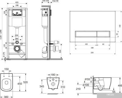 Унитаз Lavinia Boho Relfix Bell Pro Rimless 6 в 1 75110008 (черный стекло)