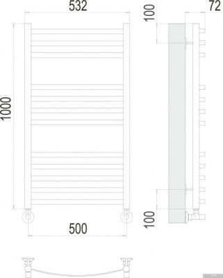 TERMINUS Авиэль П12 500х1000 (нижнее подключение, белый)