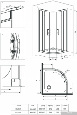 Душевой уголок Deante Jasmin 90x90 KGJ 051P