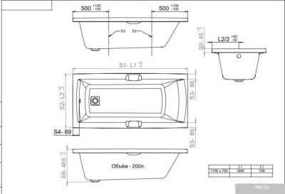 Triton Алекса 170x75 (с каркасом, сифоном, экраном)