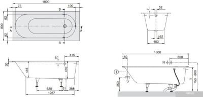 Ванна Villeroy & Boch Oberon 170x70 UBQ177OBE2V-01