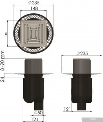 Berges Wasserhaus Platz Uno 150x150 090070 (матовый хром)