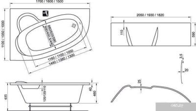 Ванна Ravak Asymmetric 105x160