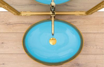 Умывальник Rea Margot (золотистый/синий)