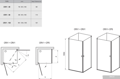 Ravak CRV1 90 (серебристый/прозрачное)