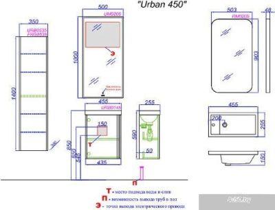 Aqwella Тумба с умывальником Urban URB0145W