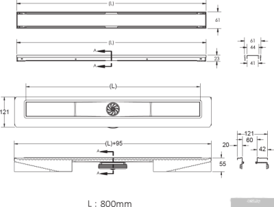 Трап/канал Berges Wasserhaus B1 Keramik 800 (матовый хром)