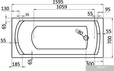 Ванна Santek Монако 160x70 1WH111977 (с каркасом и экраном)