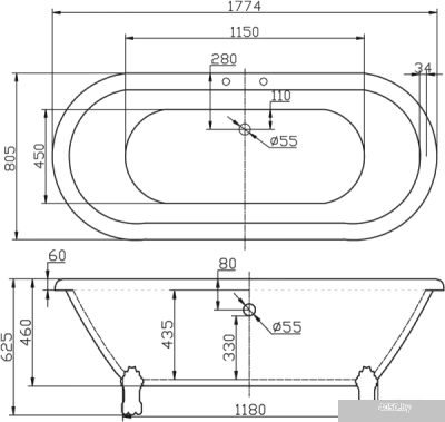 Ванна BelBagno BB21 177.4x80.5
