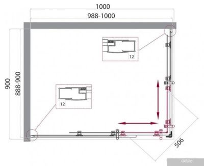 BelBagno UNO-195-AH-2-100/90-C-Cr (прозрачное стекло)
