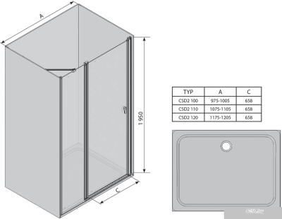 Душевая дверь Ravak Chrome CSD2 100 (белый/прозрачное)