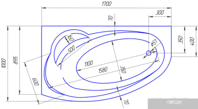 Ванна 1Марка Julianna 170x100 (левая)