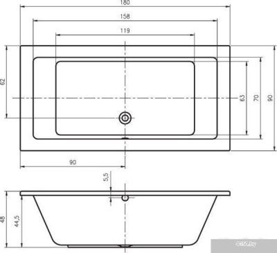 Ванна Riho Lusso 180x90 (с ножками)